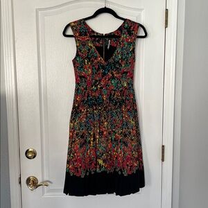 Tracy Reese/Anthropologie Vibrant Floral Midi Dress-Blk, Red, Pink,Blue,Yellow